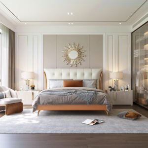 Cloud Nappa Leather Upholstered Bed