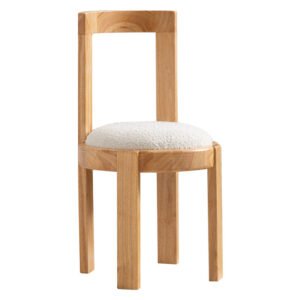 Classic Boucle Wooden Vanity Chair
