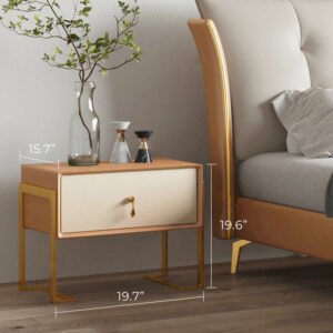 Drawer Nightstand with Metal Handle