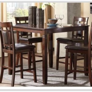 Modern Heritage Bennox 5-Pieces Wooden Counter Height Dining Set in Brown