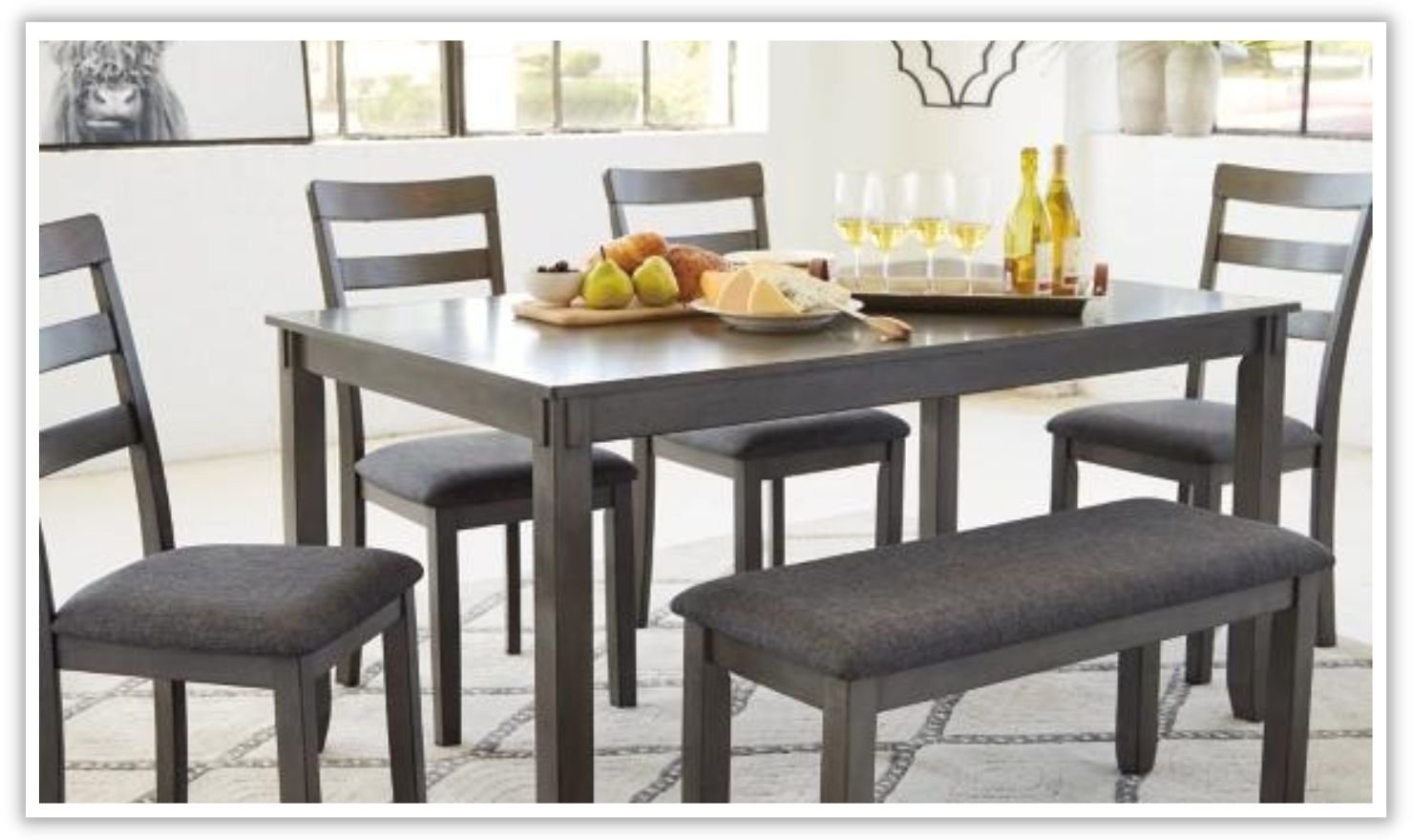 Modern Heritage Bridson 6-Piece Wooden Dining Table Set in Gray - Image 2