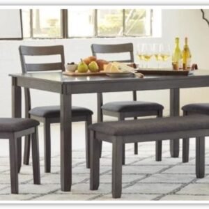Modern Heritage Bridson 6-Piece Wooden Dining Table Set in Gray