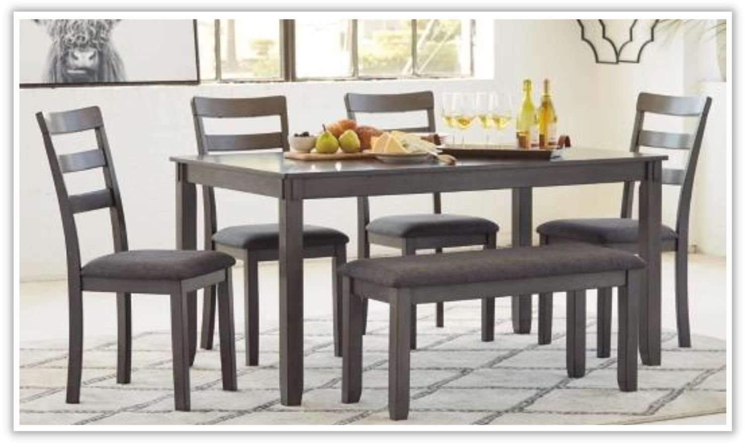 Modern Heritage Bridson 6-Piece Wooden Dining Table Set in Gray