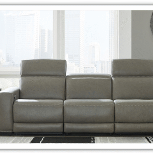 Correze Leather Grey Power Reclining Sofa
