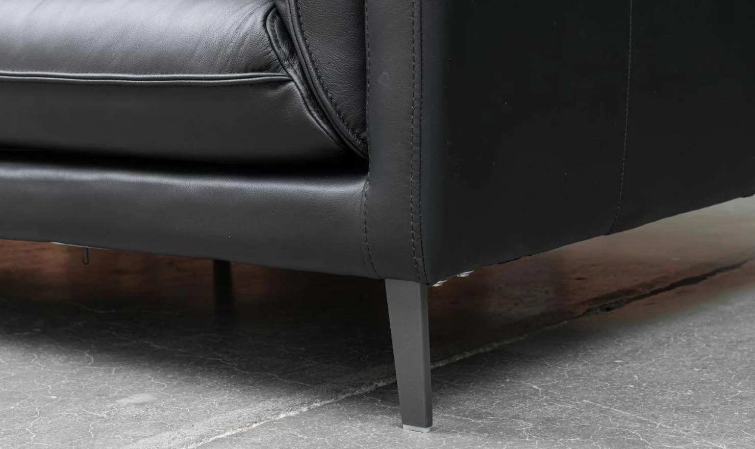 Dolce Stationary Black Leather Chair with Cushion Arms - Image 6