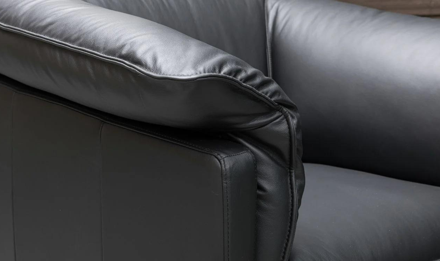 Dolce Stationary Black Leather Chair with Cushion Arms - Image 8