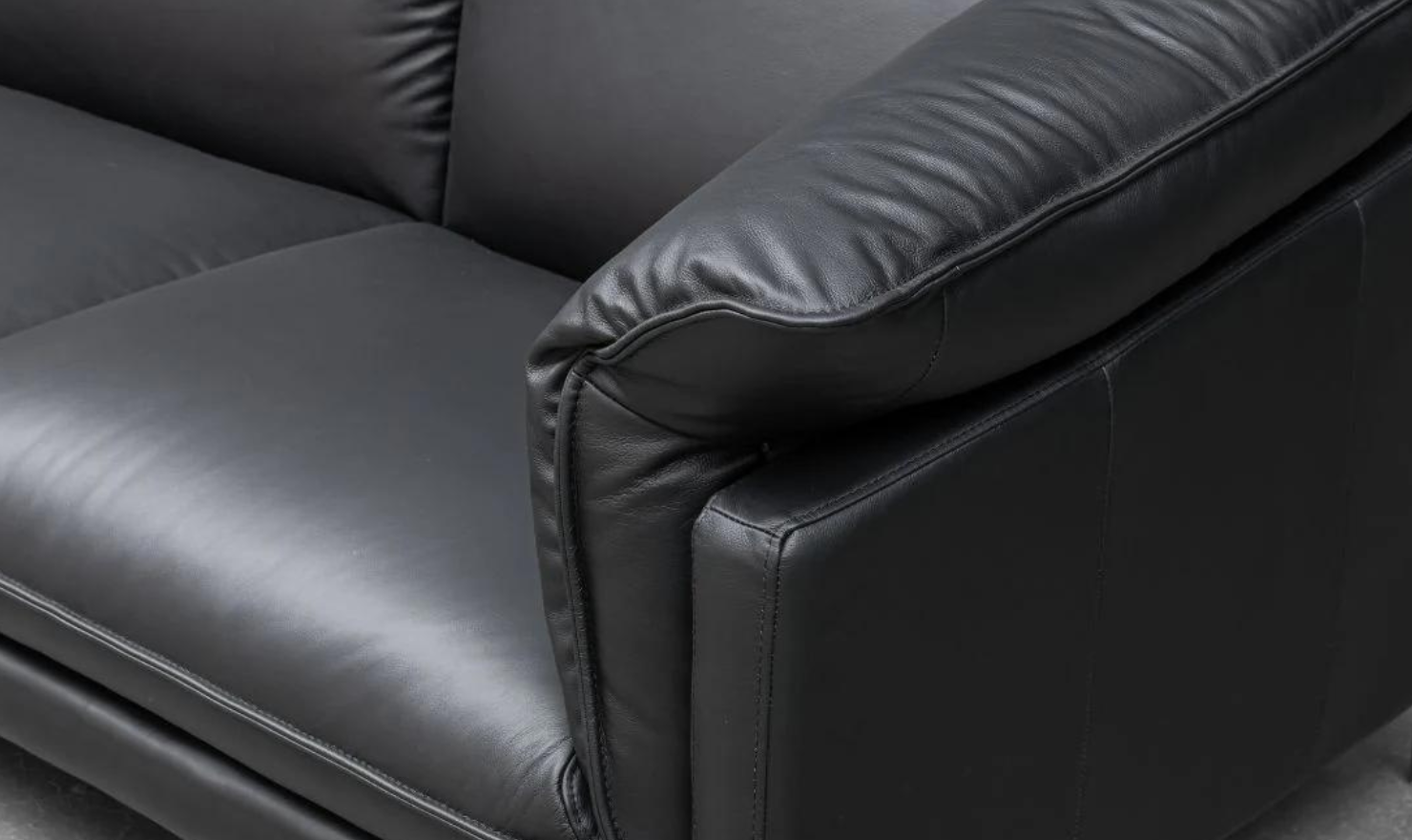 Dolce Stationary Black Leather Chair with Cushion Arms - Image 5
