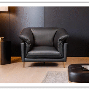 Dolce Stationary Black Leather Chair with Cushion Arms