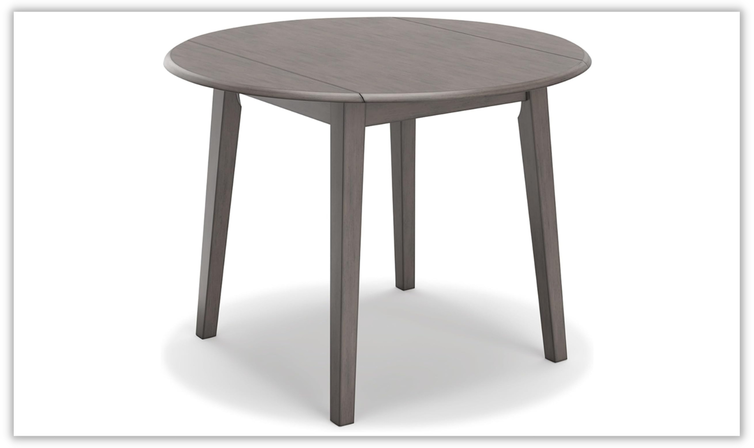 Shullden Round Drop Leaf Wooden Dining Table in Gray - Image 3