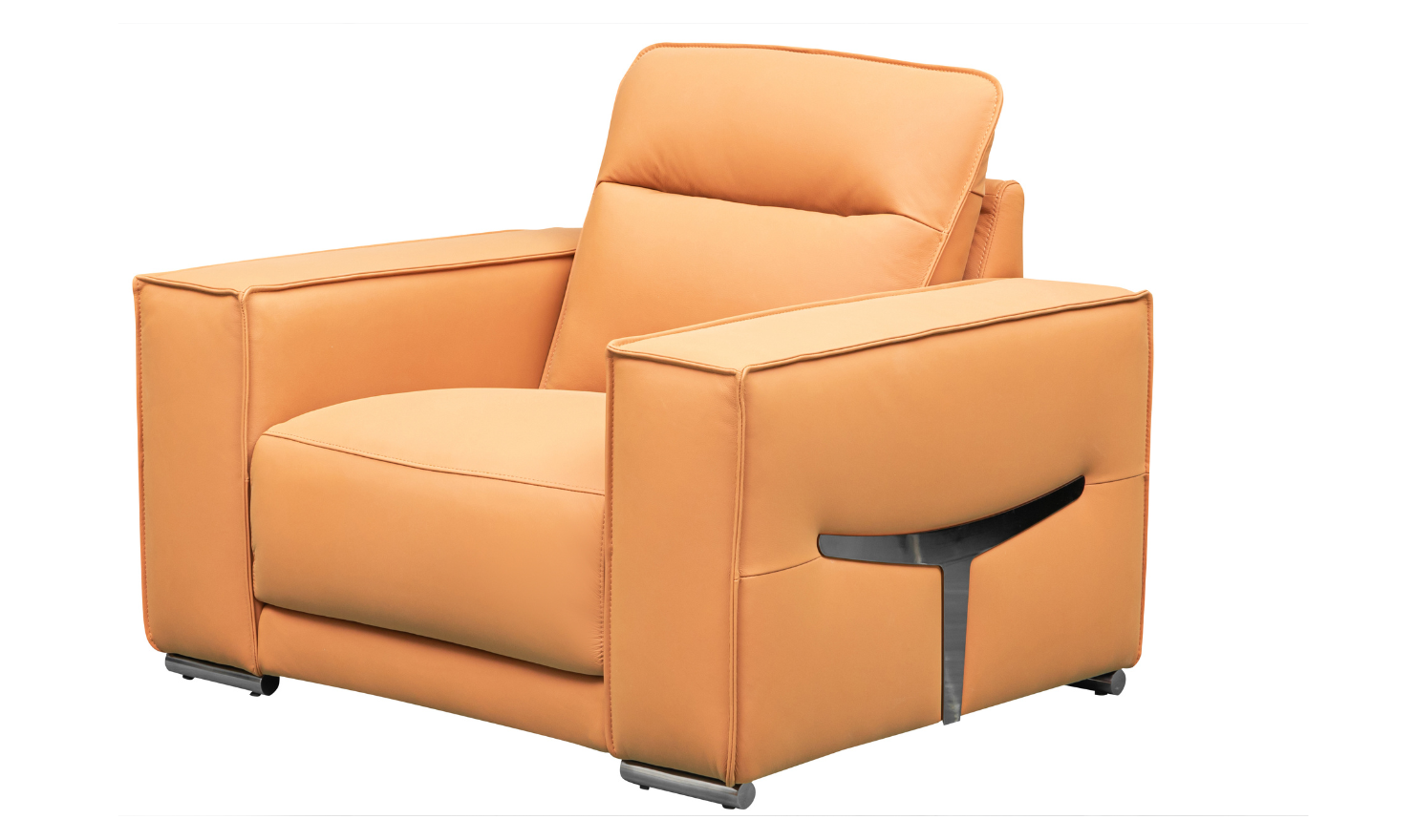 Grazia Orange Leather Chair with Track Arms - Image 12