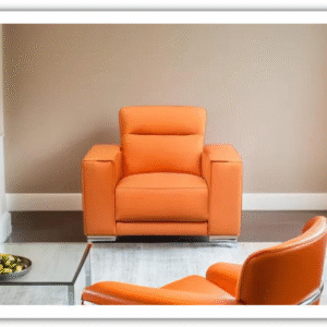 Grazia Orange Leather Chair with Track Arms