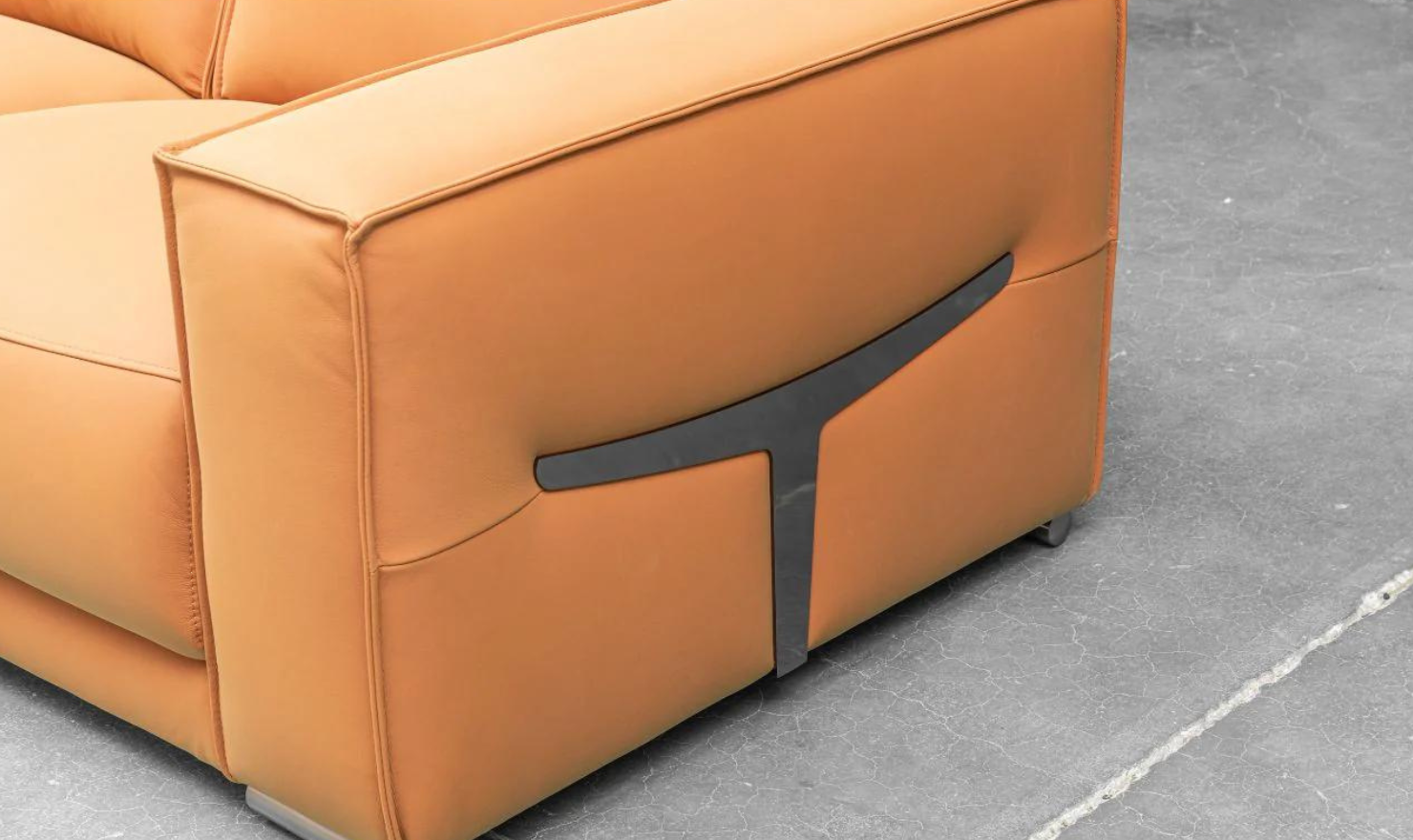 Grazia Orange Leather Chair with Track Arms - Image 6