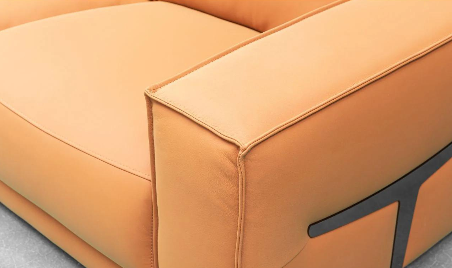 Grazia Orange Leather Chair with Track Arms - Image 10