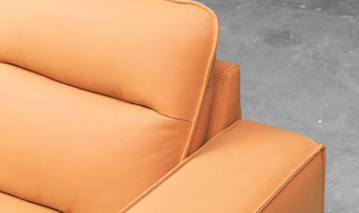 Grazia Orange Leather Chair with Track Arms - Image 7