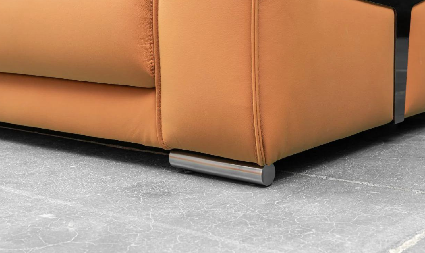 Grazia Orange Leather Chair with Track Arms - Image 5