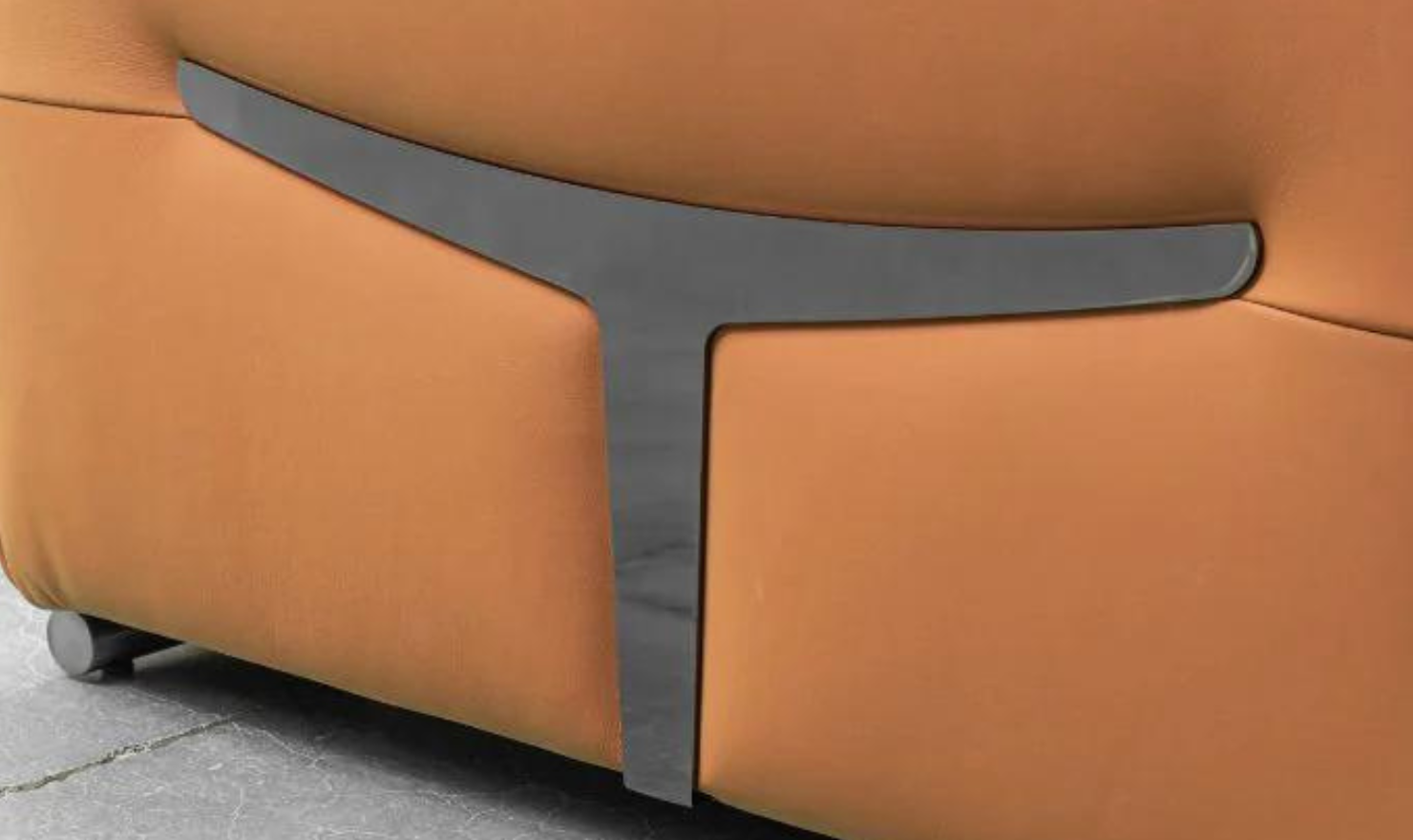 Grazia Orange Leather Chair with Track Arms - Image 8