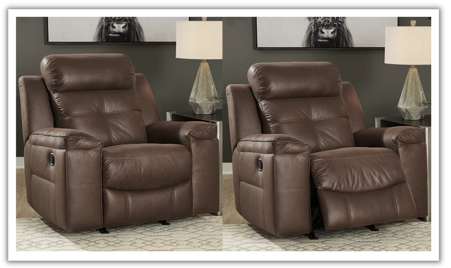 Modern Heritage Jesolo Leather Manual Pull-Tab Rocker Recliner Chair