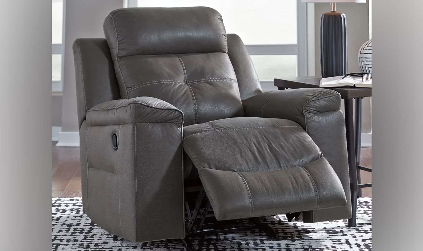 Modern Heritage Jesolo Leather Manual Pull-Tab Rocker Recliner Chair - Image 2
