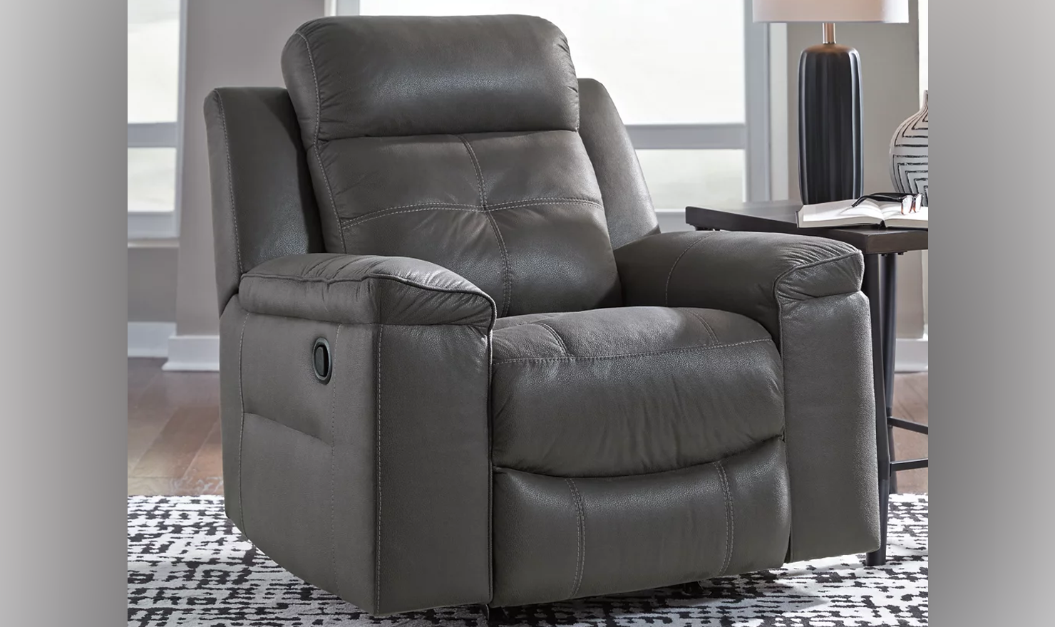 Modern Heritage Jesolo Leather Manual Pull-Tab Rocker Recliner Chair - Image 3
