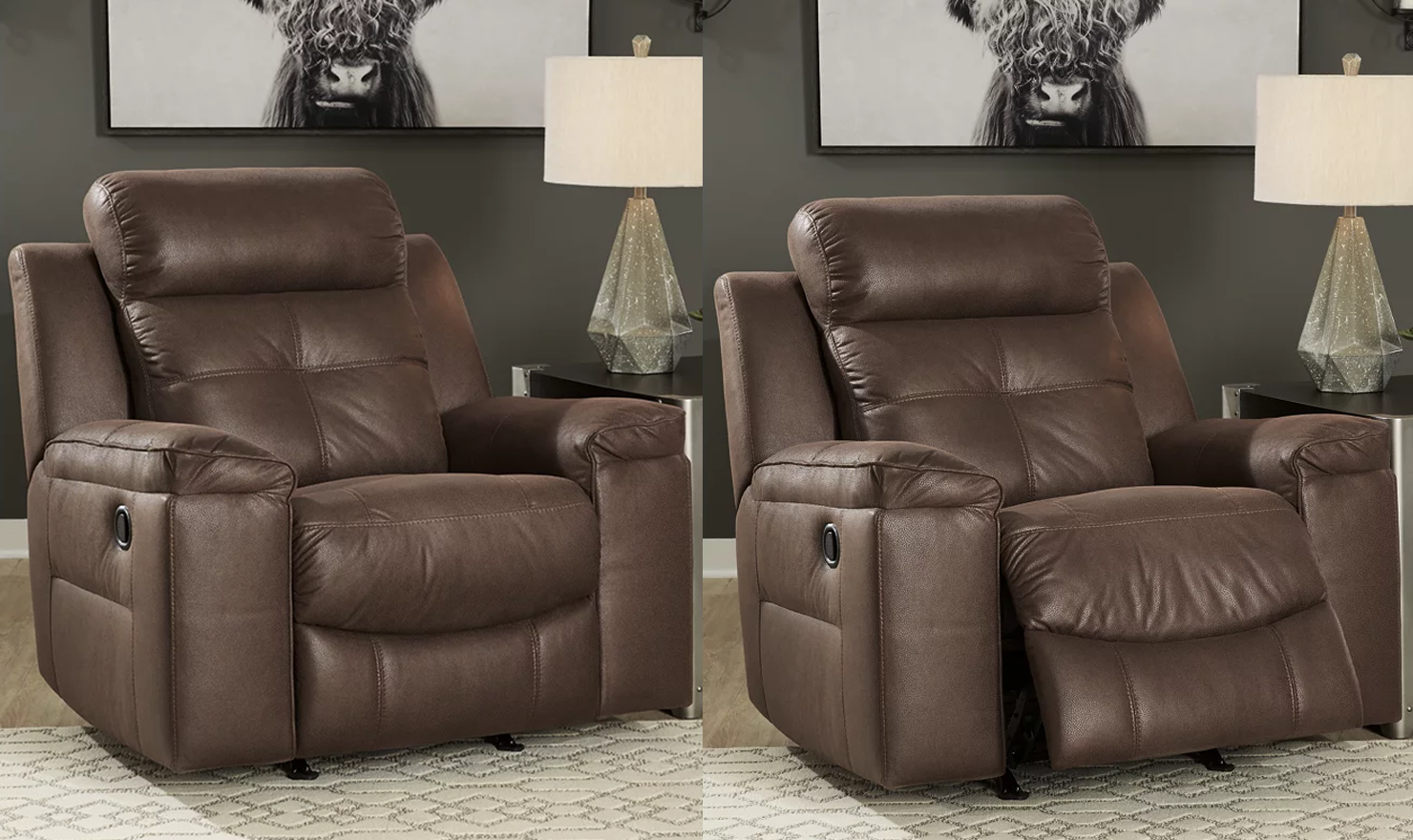 Modern Heritage Jesolo Leather Manual Pull-Tab Rocker Recliner Chair - Image 4
