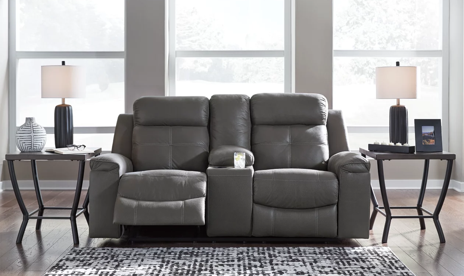 Jesolo Leather Reclining Loveseat with Console - Image 3