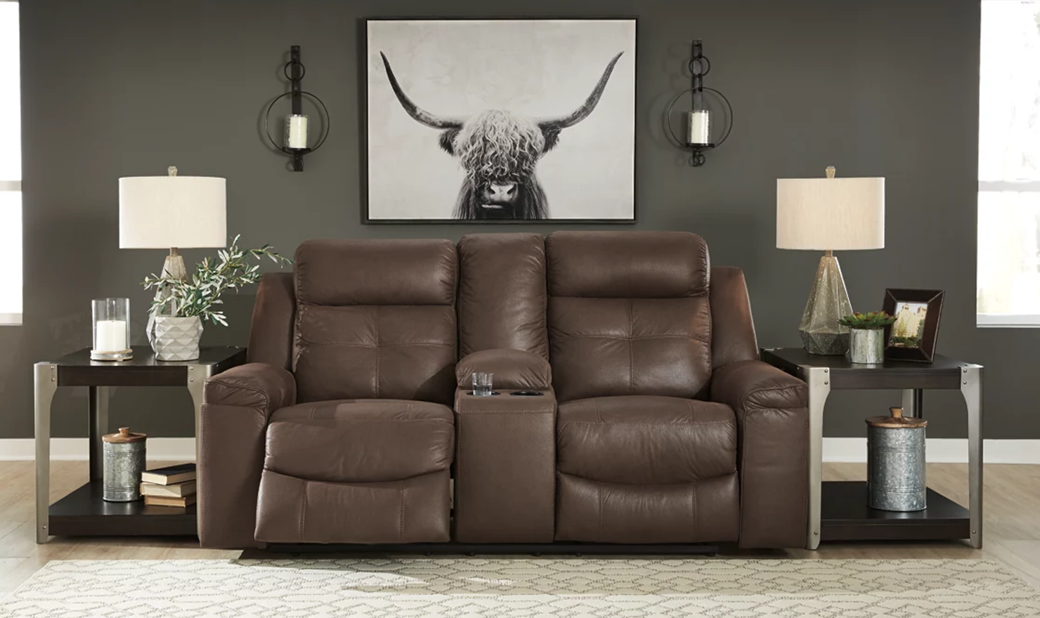 Jesolo Leather Reclining Loveseat with Console - Image 2