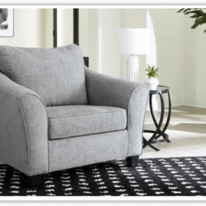 Ashley Mathonia Smoke Oversized Chair with Faux Wood Leg Finish