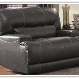 Modern Heritage McCaskill Wide Seat Gray Leather Power Recliner Chair