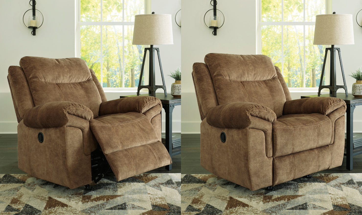 Modern Heritage Ademina Velvet Upholstered Rocker Recliner Chair in Brown - Image 2