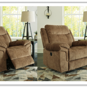 Modern Heritage Ademina Velvet Upholstered Rocker Recliner Chair in Brown