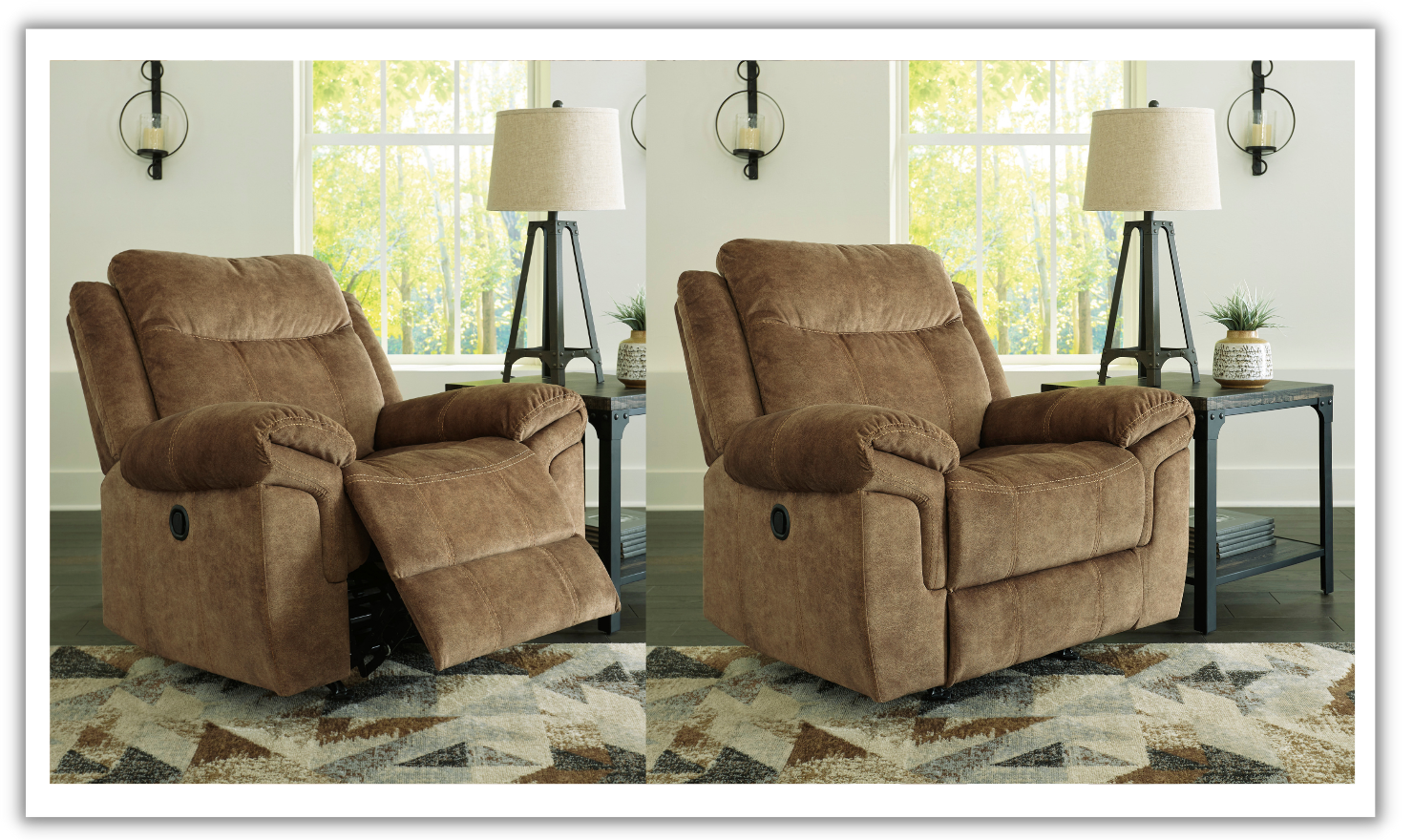 Modern Heritage Ademina Velvet Upholstered Rocker Recliner Chair in Brown