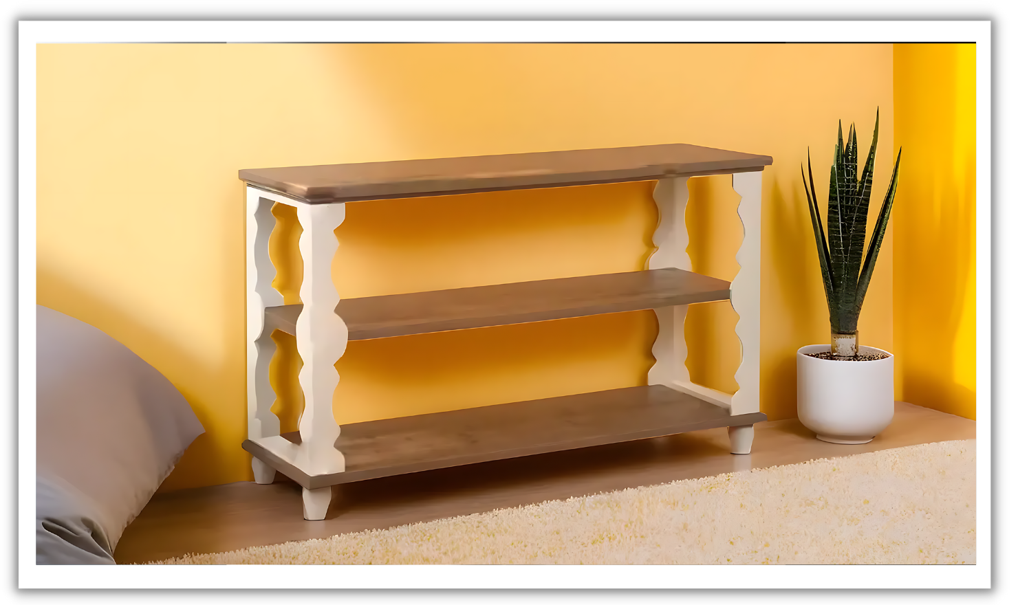 Modern Heritage Alwyndale Wooden Sofa Table in White & Brown