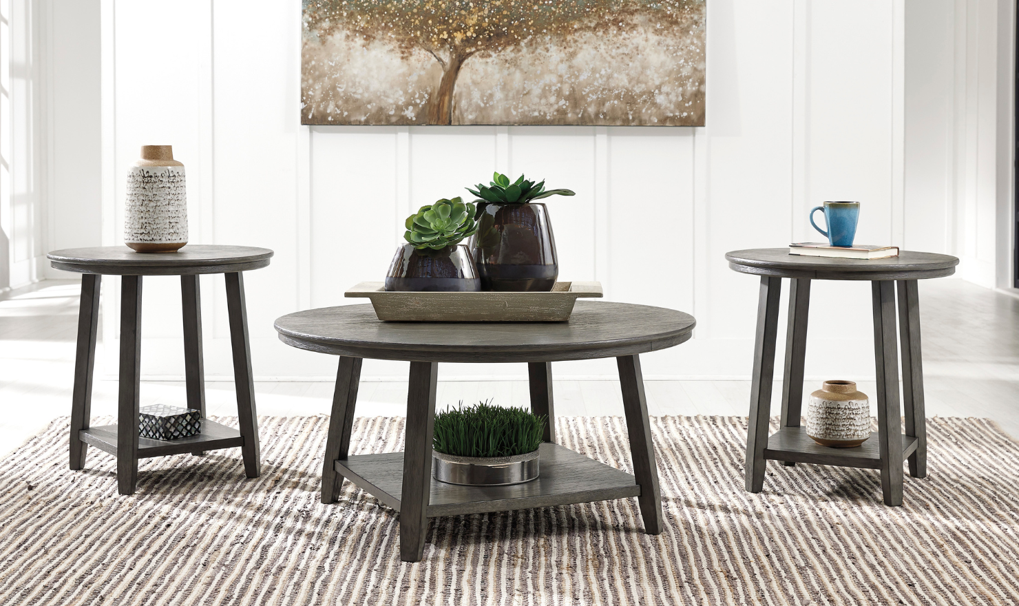 Modern Heritage Caitbrook Occasional Round Table Set in Gray - Image 2