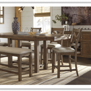 Modern Heritage Moriville Rectangular Dining Set in Brown
