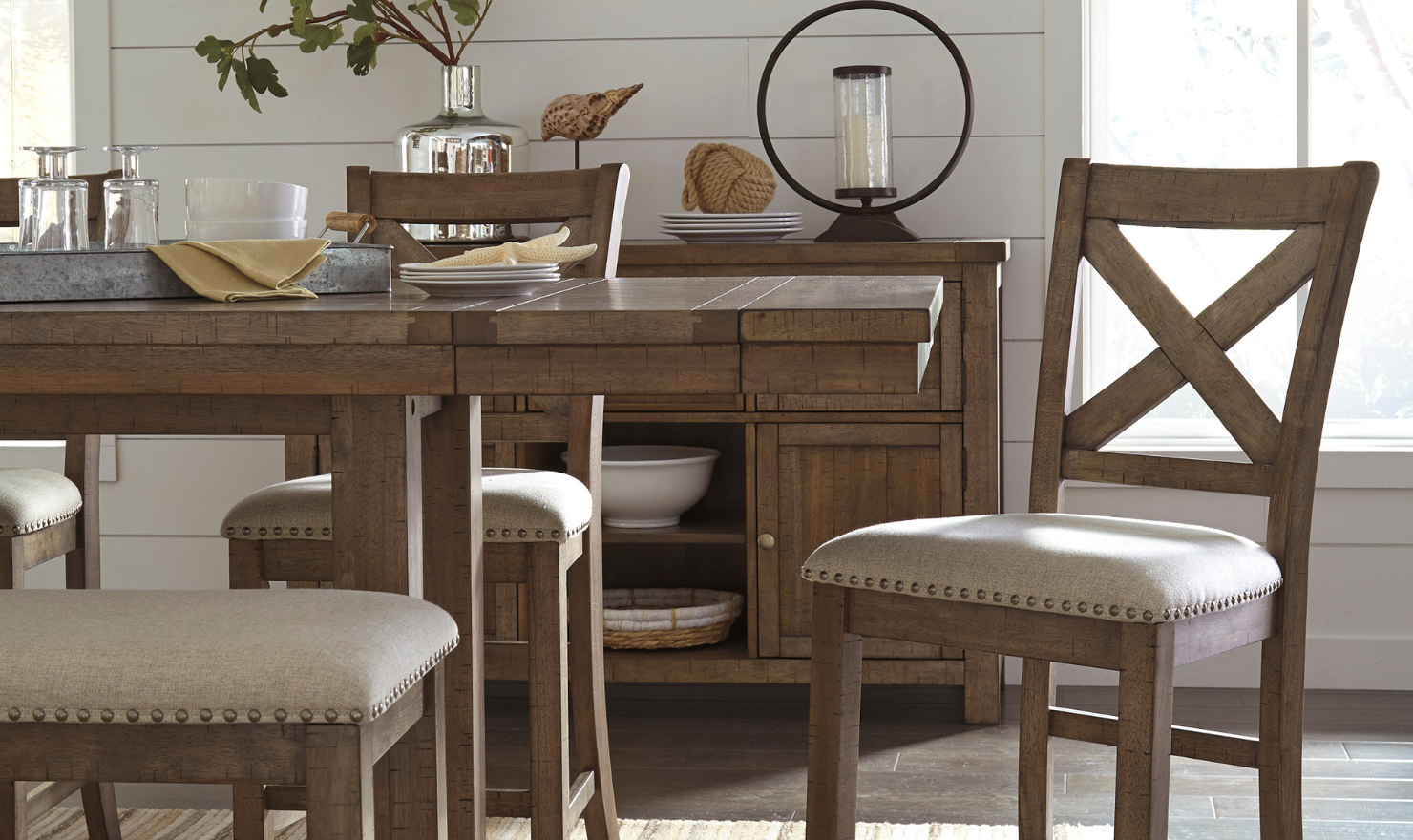 Modern Heritage Moriville Rectangular Dining Set in Brown - Image 3