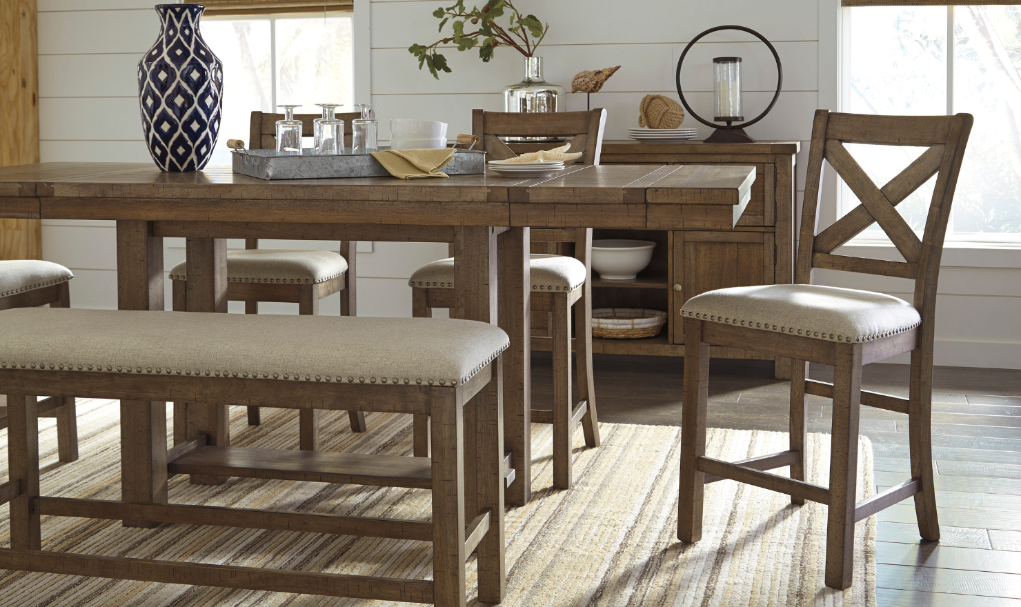 Modern Heritage Moriville Rectangular Dining Set in Brown - Image 2