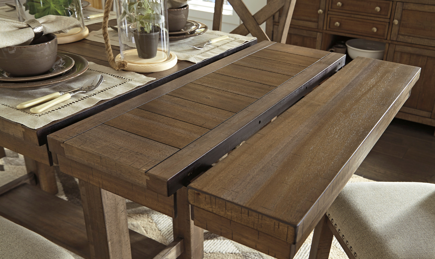 Modern Heritage Moriville Rectangular Dining Set in Brown - Image 12