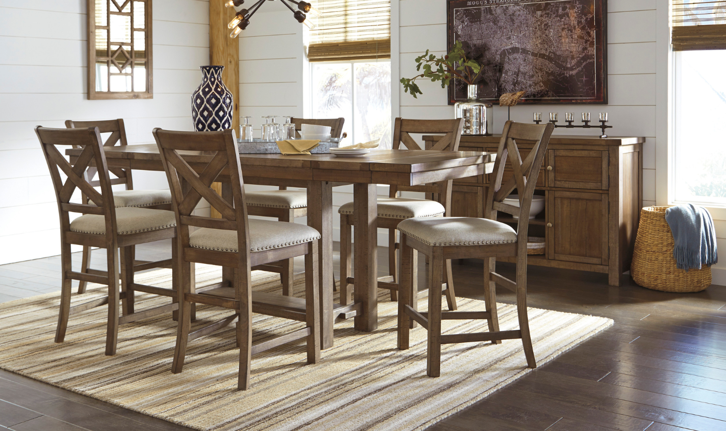 Modern Heritage Moriville Rectangular Dining Set in Brown - Image 4