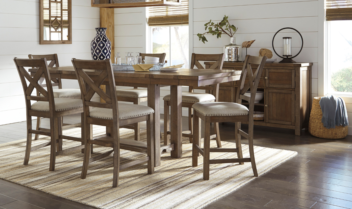 Modern Heritage Moriville Rectangular Dining Set in Brown - Image 5