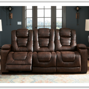 Modern Heritage Owner's Box 3-Seater Dual-Sided Power Reclining Sofa in Brown