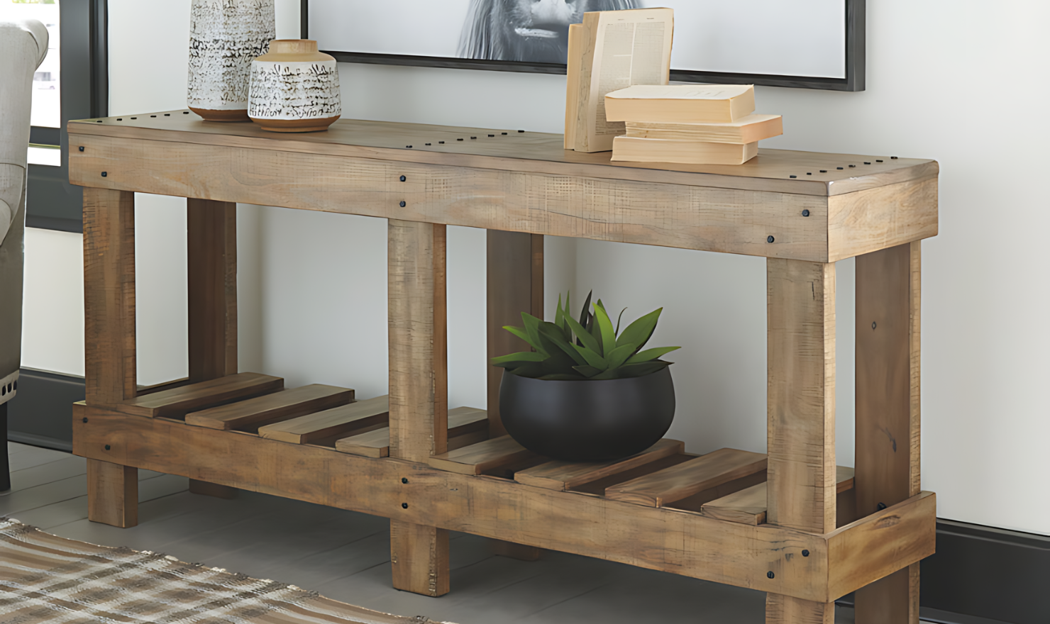 Modern Heritage Susandeer Wooden Console Sofa Table in Brown - Image 2