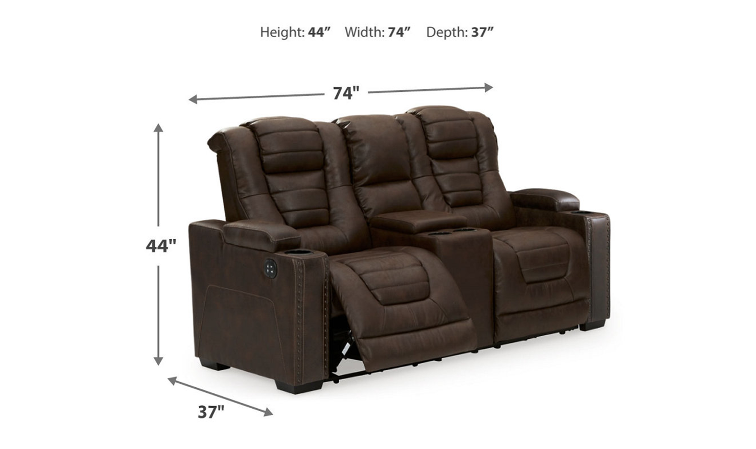 Modern Heritage Owner's Box 2-Seater Leather Recliner Loveseat in Brown - Image 16
