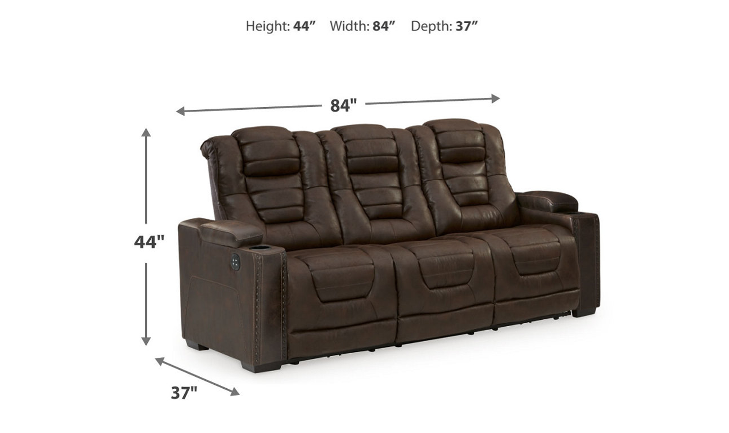 Modern Heritage Owner's Box 3-Seater Dual-Sided Power Reclining Sofa in Brown - Image 17