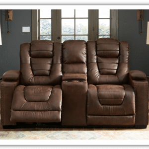 Modern Heritage Owner's Box 2-Seater Leather Recliner Loveseat in Brown