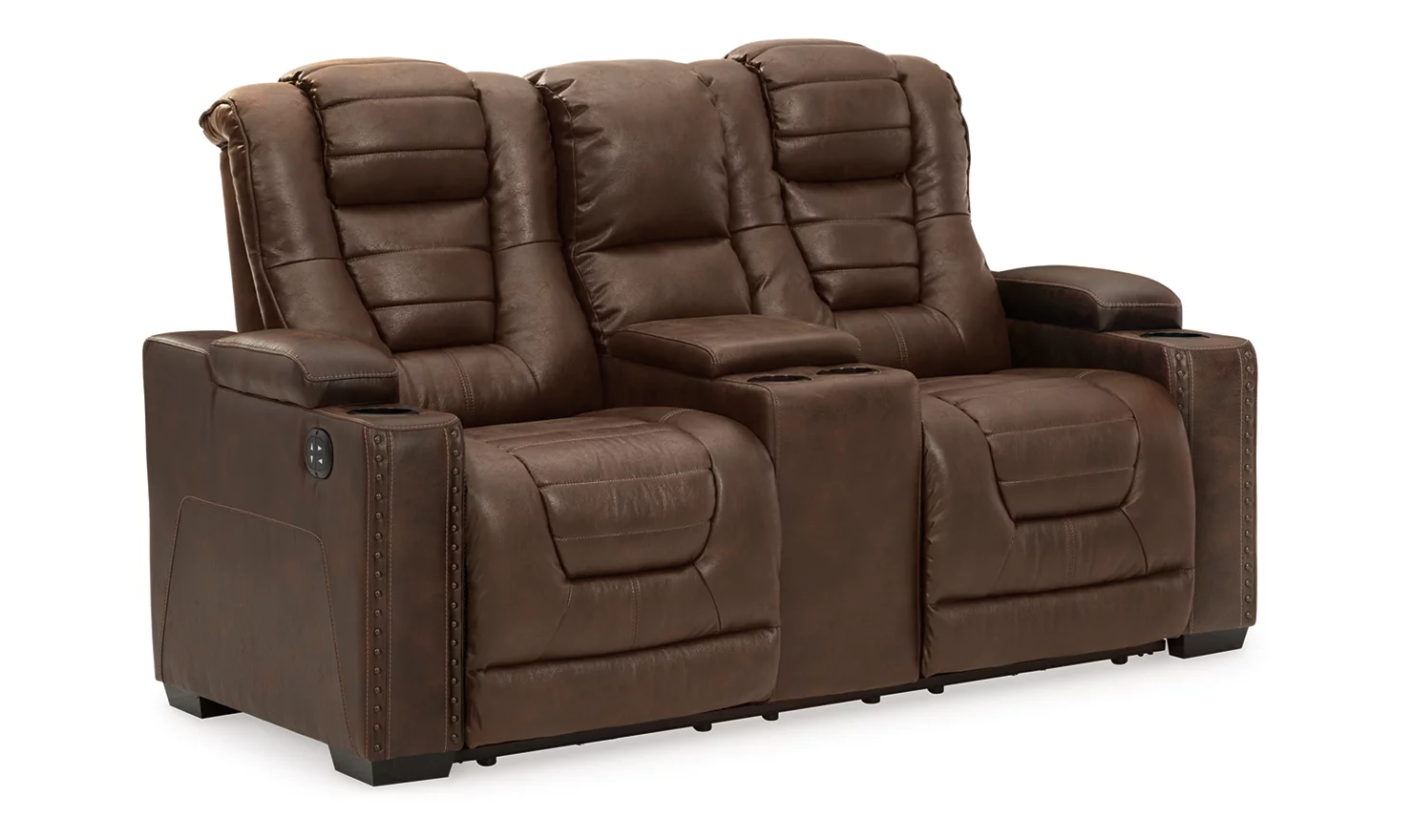 Modern Heritage Owner's Box 2-Seater Leather Recliner Loveseat in Brown - Image 10