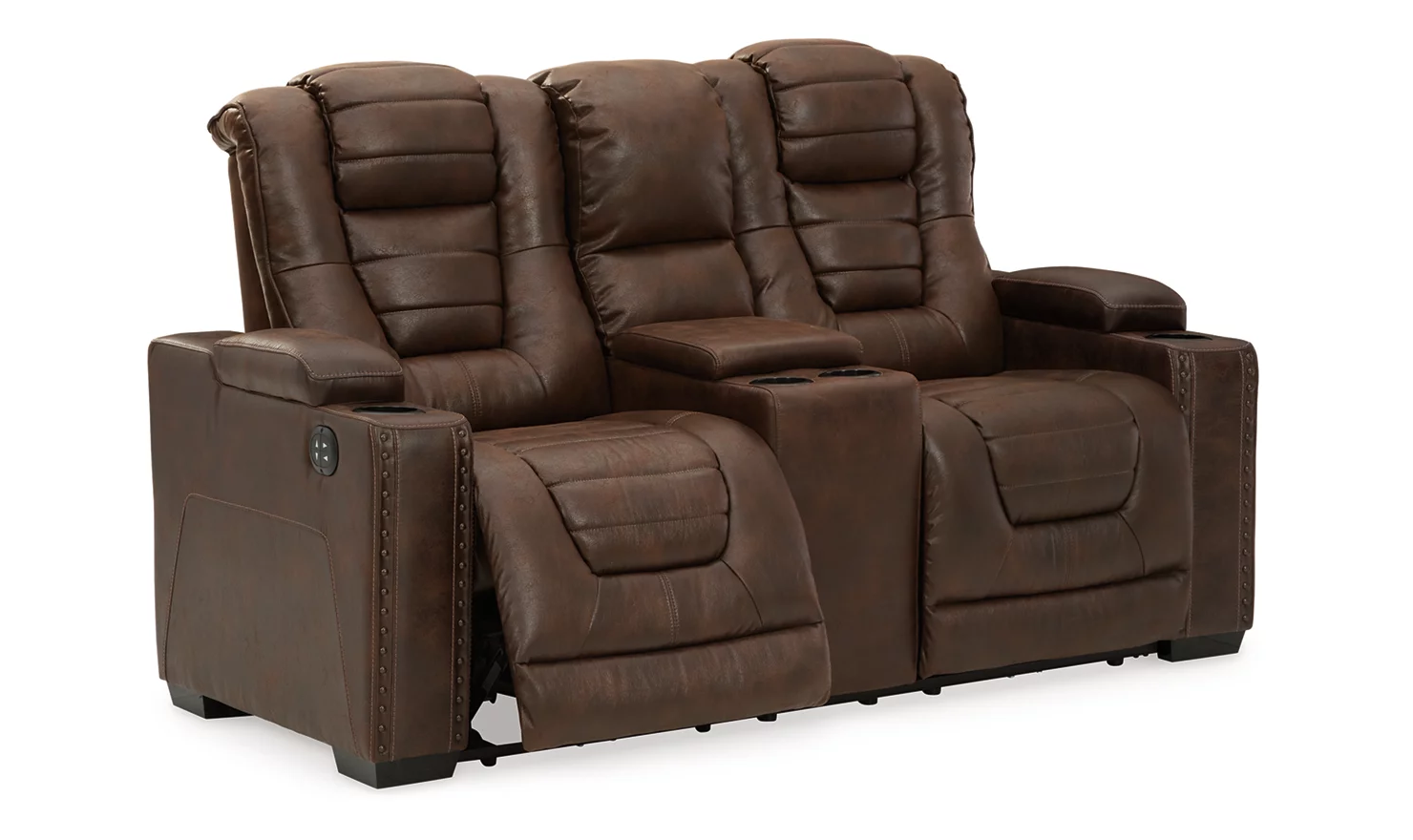 Modern Heritage Owner's Box 2-Seater Leather Recliner Loveseat in Brown - Image 11