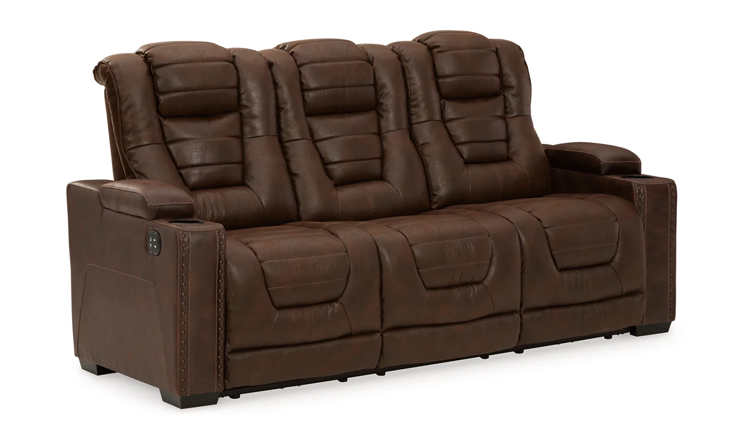 Modern Heritage Owner's Box 3-Seater Dual-Sided Power Reclining Sofa in Brown - Image 13
