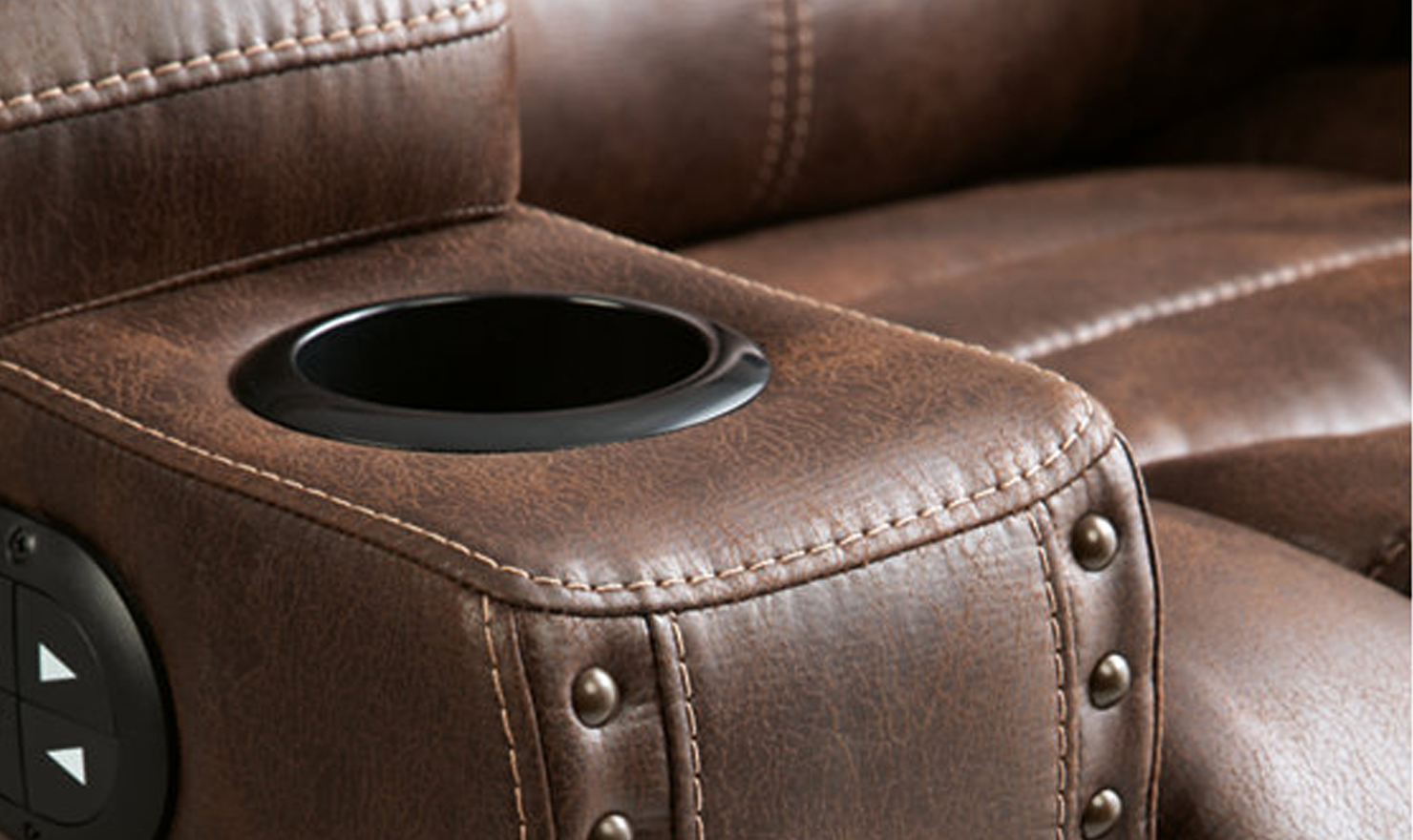 Modern Heritage Owner's Box 2-Seater Leather Recliner Loveseat in Brown - Image 7