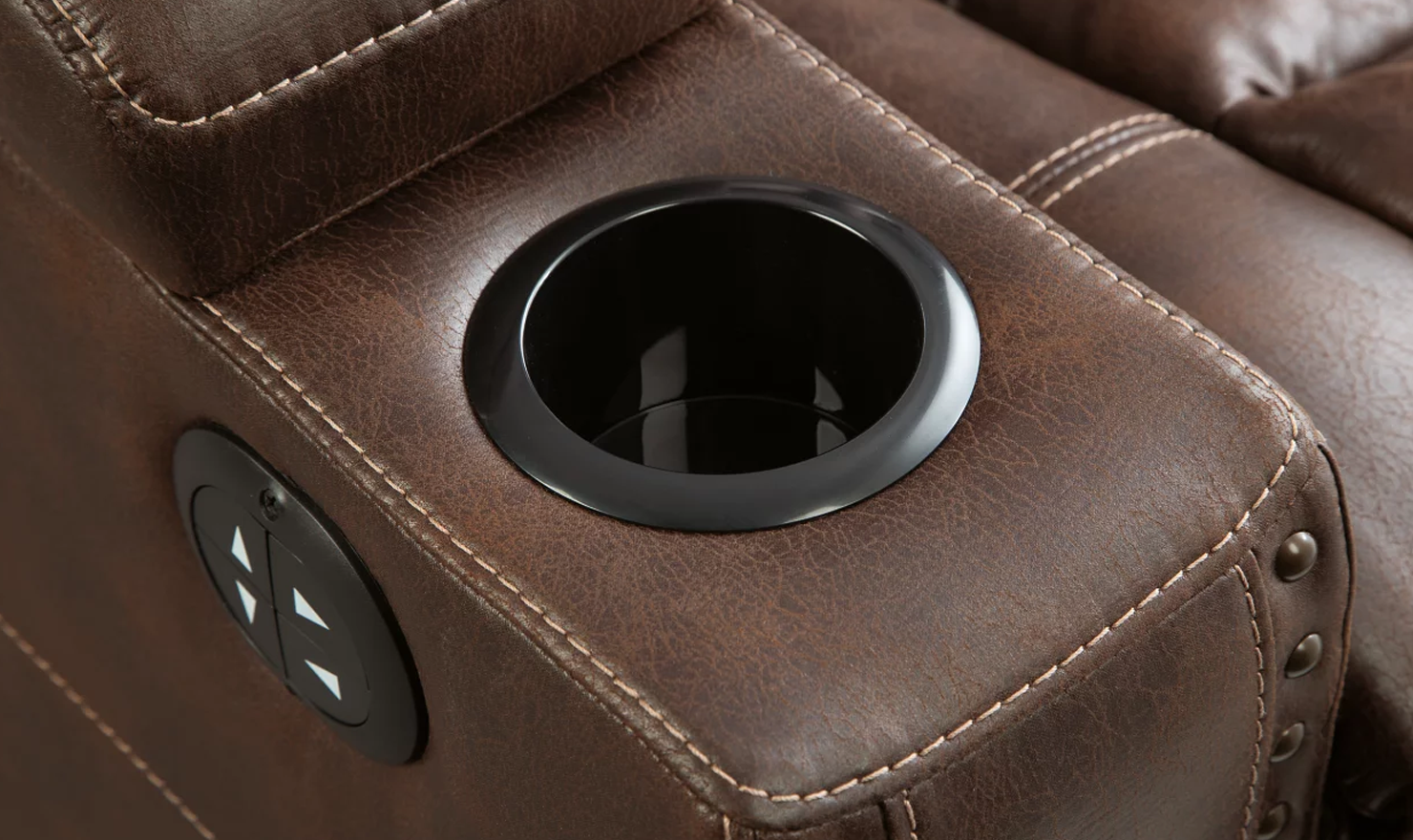 Modern Heritage Owner's Box 3-Seater Dual-Sided Power Reclining Sofa in Brown - Image 5