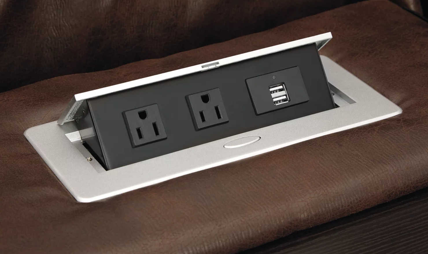 Modern Heritage Owner's Box 3-Seater Dual-Sided Power Reclining Sofa in Brown - Image 8